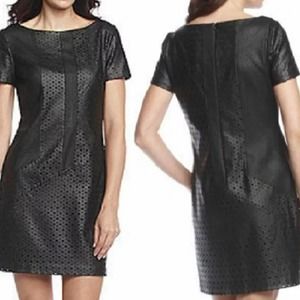 Muse sz 4 Black Perforated Faux Leather Sheath Dress